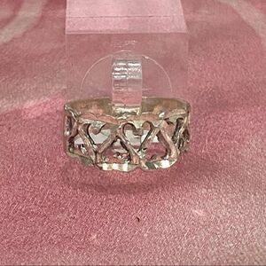 VINTAGE Silver Heart Handmade Die Cut Ring